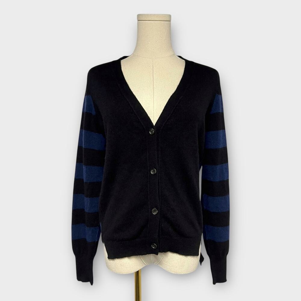 360 Cashmere Stripe Colorblock 100% Cashmere Cardigan Sweater Size Small
